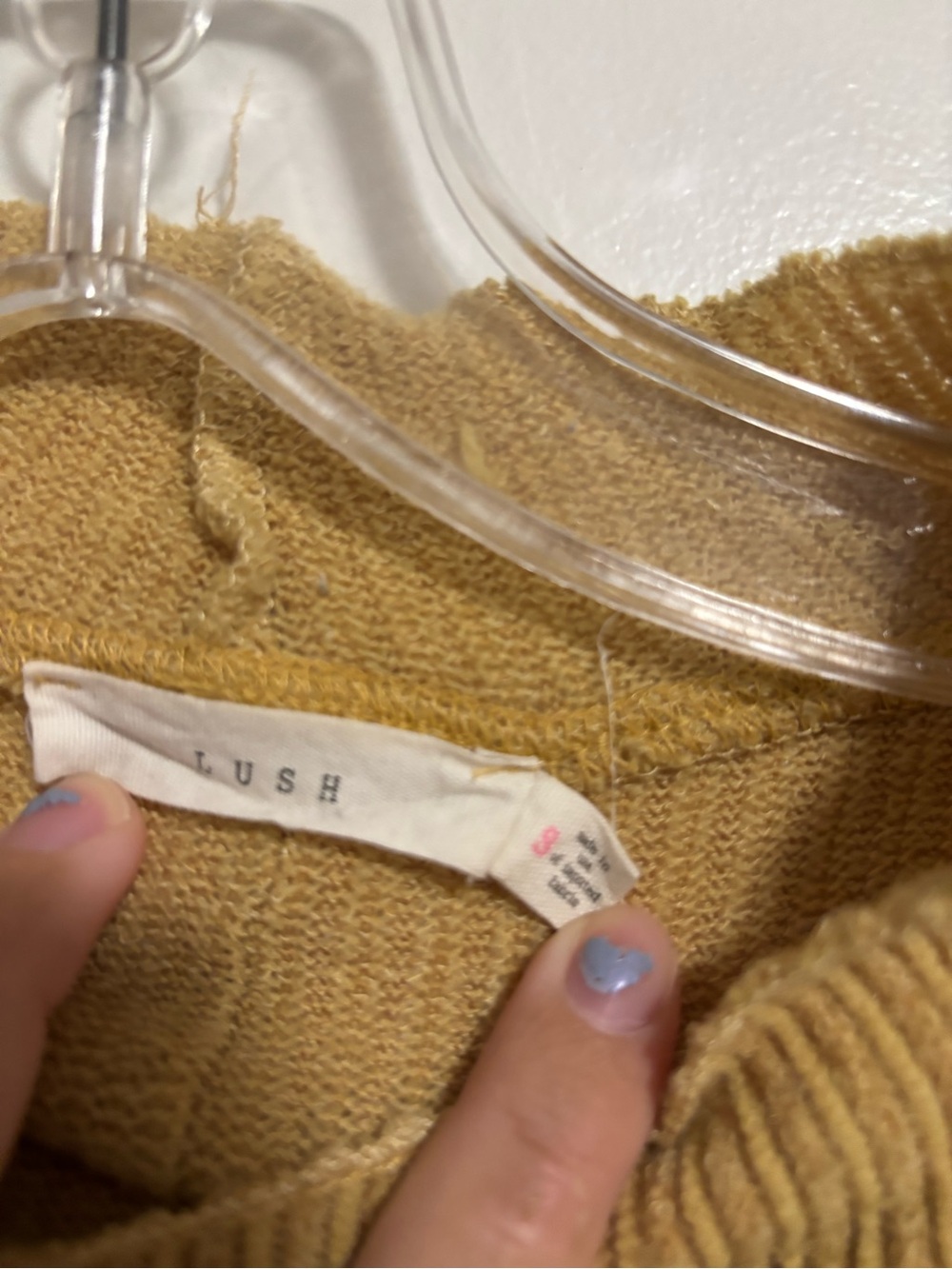 LUSH, Mustard Ribbed Knit Sweater, Size Small - Picture 3 of 4